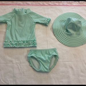 RuffleButts Baby Girls Swim Suit & Hat Set